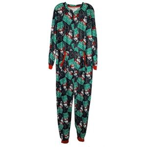 Mens Wembley Ladies Man One Piece Christmas Union Suit Flannel Pajamas Red S/M